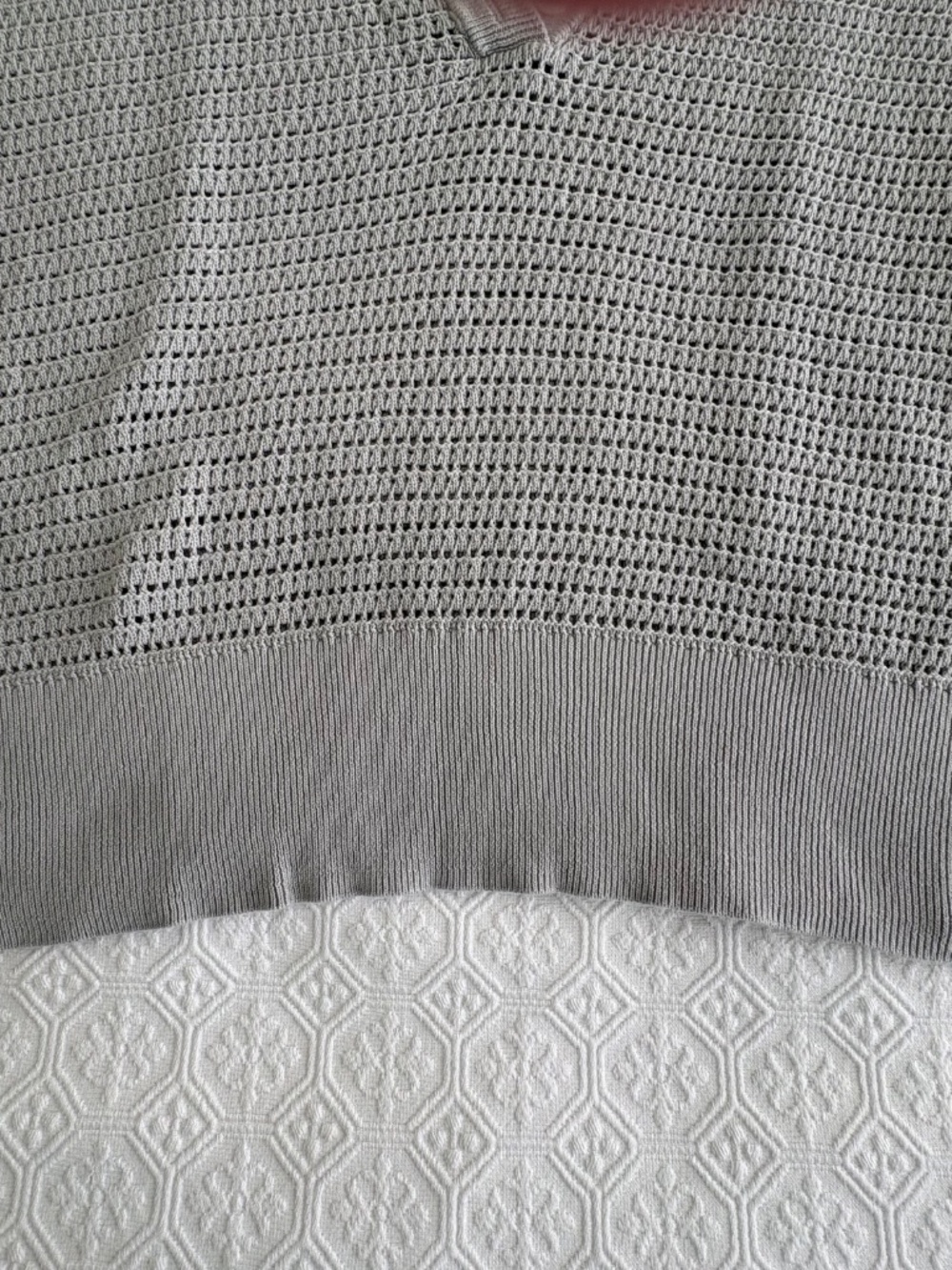 Varley Callie Open Knit Cotton Polo Top Mirage Grey Size Large Like New - Picture 4 of 7